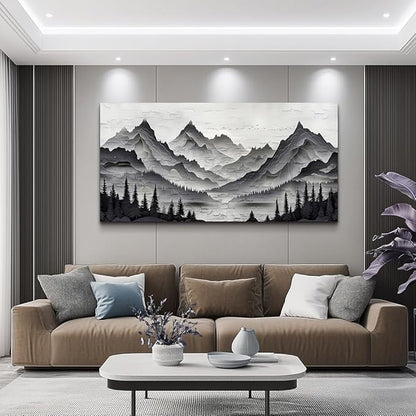 ZUITINGHUA Canvas Wall Art For Living Room Large Wall Decor For Office Bedroom Decorations Black Mountains Landscape Pictures Farmhouse Painting Artwork Room Wall Mural Aesthetic Home Decor 30x60 In