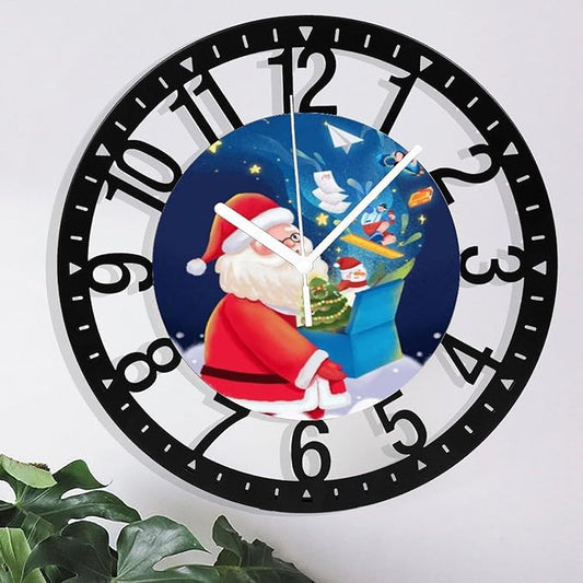 Wall Clock 10 Inch Silent Non-Ticking Modern Clocks Battery Operated - Analog Small Classic for Office, Home, Living Room,Bathroom, Kitchen, Bedroom, School,Snowman Clock
