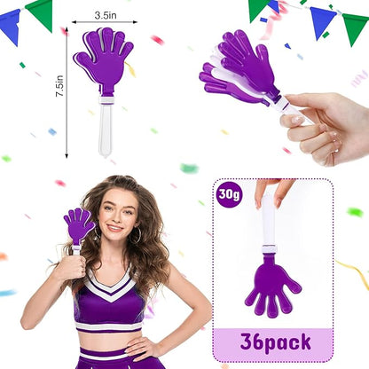 Junkin 48 Pcs Hand Clappers Bulk 7. 5 x 3. 5 Inches Noise Makers Party Favors Clapping Noise Maker Clacker for Birthdays Game Prizes Rewards Football Sporting Events Cheers Supplies (Purple,White)