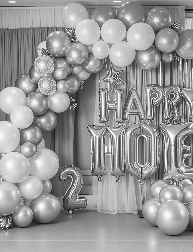 Metallic Silver Balloons 100 Pack, 12 Inch Chrome Latex Helium Garland for Elegant Birthday Wedding Baby Shower Arch Party Decorations