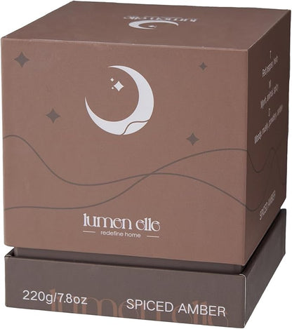 Lumenelle Essence Collection Scented Candle | 7.8oz Stoneware Jar, Soy Wax Blend & Cotton Wick | Long-Lasting 35-Hour Burn | Perfect Fall & Winter Candle for Home (Spiced Amber)