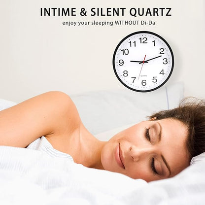 OceeK Black Wall Clock, 10 Inch Silent Non-Ticking Modern Wall Clocks,Small Analog Clocks Quality Quartz Battery Operated