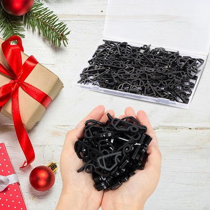 Geegoods Christmas Light Clip,Plastic Black Gutter Hooks Outdoor,Weatherproof Holiday Hanging Clips,Mini Light Hooks for Outside String Lights Christmas Decoration(120 pcs)