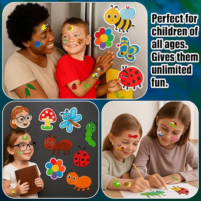 96PCS Bug Temporary Tattoos Pre Cut – Cute Bug Stickers for Kids Toddlers, Ladybug Caterpillar Theme Birthday Party Favors, Spring Summer Decorations, Gifts, Classroom School Prizes (Normal)