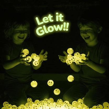 ArtCreativity Glow in the Dark Yellow Smiley Face Bouncing Balls - Bulk Pack of 36 - 1 Inch High Bounce Bouncy Balls for Kids, Glowing Party Favors and Goodie Bag Fillers for Boys and Girls