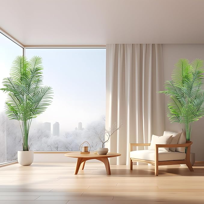 ANTING 7FT 2Pack Areca Palm Artificial Plants - Large Fake Plant for Home Decor - Tall Silk Plants Indoor - Lifelike Greenery for Any Room