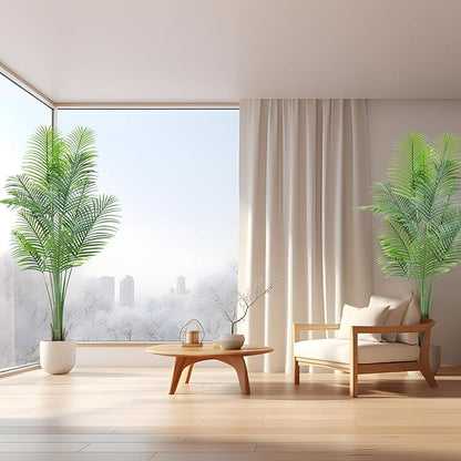 ANTING 7FT 2Pack Areca Palm Artificial Plants - Large Fake Plant for Home Decor - Tall Silk Plants Indoor - Lifelike Greenery for Any Room