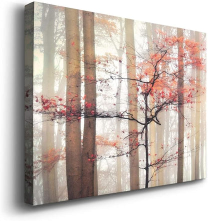 Wexford Home Home Decor Landscape Canvas Wall Art Abstract Floral Painting Modern Pictures Artwork Decoration for Living Room Kitchen Bathroom Office, Ready to Hang, orange awakening, 18x27