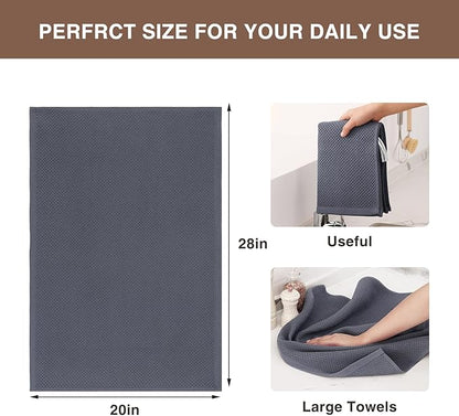 Homaxy 100% Cotton Oversized Waffle Weave Kitchen Dish Towels, Ultra Soft Absorbent Quick Drying Cleaning Towel, 20 x 28 Inches, 6-Pack, Dark Grey
