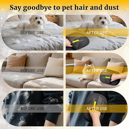 3Pack Upgraded Pet Hair Removal Glove for Dogs & Cats, Reusable Electrostatic Pet Hair Remover Glove for Couch, Furniture, Carpet & Car Seat, Best Grooming Gloves for Pets Hair Removal & Massage