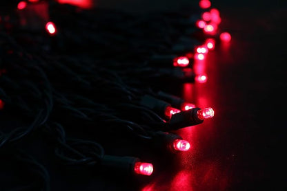 LED Christmas Lights 50 Counts, LED Christmas Light Seamless for Outdoor and Indoor, Commercial Lighting Grade, Red Light, Green Wire, 25 Feet, UL Listed