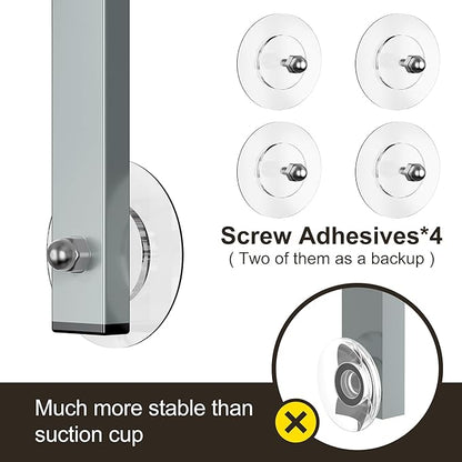 Orimade Adjustable Anti-slip Shower Caddy Overhead, Rustproof Hanging Shower Organizer With 2 Razor Hooks - No Drilling, 3-Tier Shelves, Silver Grey