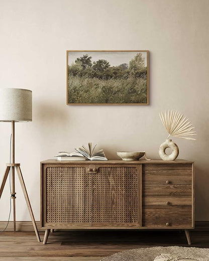 InSimSea Framed Canvas Wall Art Vintage Decor, Room Decor Wilderness Field Paintings Large Canvas Wall Art Prints, Nature Scenery Kitchen Bathroom Bedroom Decor, 16"x24"