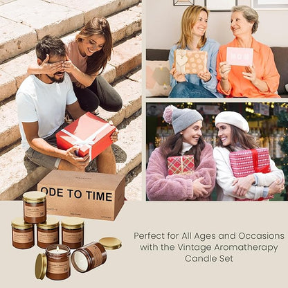 M&SENSE 6 Pack Christmas Candle Gift Set, Aromatherapy Candle Gift for Men and Women, Soy Wax Candles Home Scented, Long Lasting Amber Jar Xmas Candles for Christmas, Thanksgiving, Holiday