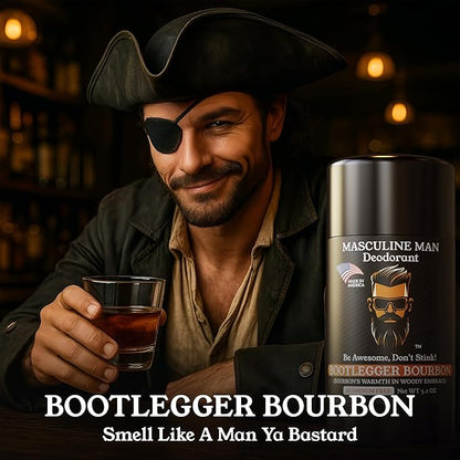Deodorant for Men - Aluminum Free Mens Deodorant, Travel Size Natural Deodorants, Sweat Protection for Underarm, Stain-Free Deodorants, Made in USA, 3.2oz (2 Pack, Bootlegger Bourbon)
