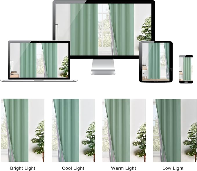 XWZO 100% Blackout Curtains 2 Panels with Tiebacks- Extra Long Heat and Full Light Blocking Window Treatment with Grommets for Bedroom/Nursery, Light Sage, W52 x L108 Inches Long, Set of 2