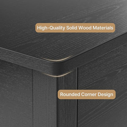 Gizoon Console Table with 2 Drawers, 2-Tier Wood Entryway Table with Storage Shelves, 39" W Wood Accent Sofa Table for Front Hall, Hallway, Living Room, Black