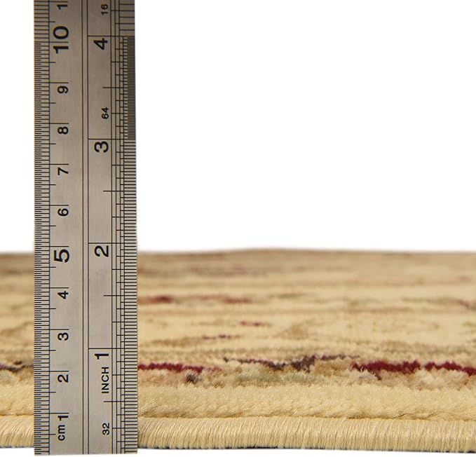 Rugs.com Chateau Collection Rug – 10 Ft Runner Cream Medium Rug Perfect for Hallways, Entryways