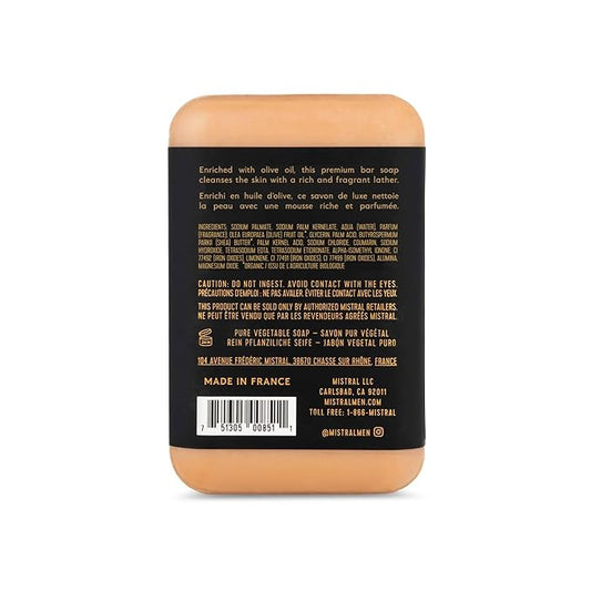 Mistral Golden Tobacco Luxury Bar Soap for Men | Men’s Natural Soap Bar | Paraben, Phthalates Free | Moisturizing & Triple-Milled Natural Soap for Men - Made in France | Large, 8.8 oz