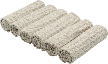 Microfiber Kitchen Cleaning Cloth Thick Dish Rags Waffle Weave Washcloths Dish Cloths Ultra Absorbent Odor Free 12inch X 12inch 6 Pack Khaki