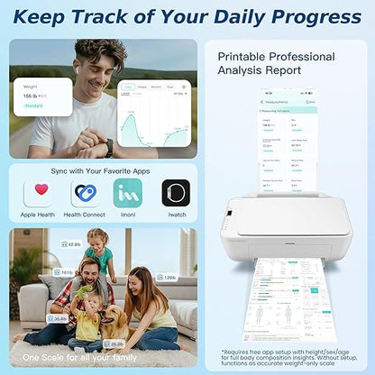 Smart Scale for Body Weight, 8 Electrodes Digital Bathroom Scale with BMI, Body Fat, Muscle Mass, 27 Body Composition Measurements, LCD Screen, Large Platform Bathroom Scales, 400lbs