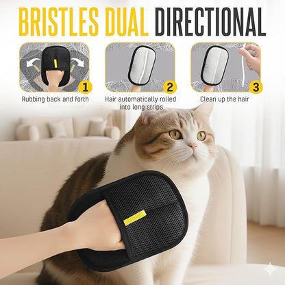 NEXIBY– Pet Hair Removal Glove & Scraper Set | Electrostatic Grooming Mitt for Dog & Cat Hair | Magic Brush Tool for Furniture & Clothes | Reusable Pet Fur Remover Glove | Includes 1 Glove & 1 Scraper
