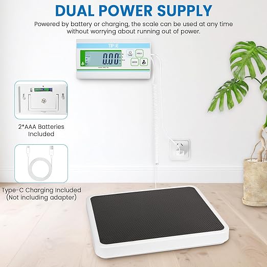 Medical Grade Floor Scale Professional Physician Scale 660lb Wrestling Scale for Body Weight Bariatric Scale Heavy Duty Easy to Read Separate Display Screen for Home, Hospital & Physician Use