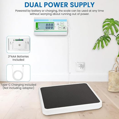 Medical Grade Floor Scale Professional Physician Scale 660lb Wrestling Scale for Body Weight Bariatric Scale Heavy Duty Easy to Read Separate Display Screen for Home, Hospital & Physician Use