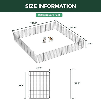 FXW MiniPaws Unleashed Dog Playpen for Yard & RV Camping, Expandable 32-inch 32 Panels for Small and Medium Dogs, Portable for Indoor and Outdoor Use