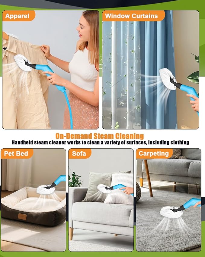 Steam Cleaner for Home & Car, 10s Fast Heat, High Pressure 3-Level Steam Control Steamer for Cleaning w/Large Tank, Portable Handheld Steam Cleaner for Kitchen Grease, Dirt, Tile, Grout, Bed Bugs