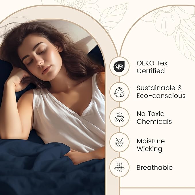 100% Egyptian Cotton Sheets Queen Size Set, 800 TC Deep Pocket Queen Sheets Set, Soft Breathable Sateen Weave 4 PC Elasticated Sheet & Pillowcase Sets, No Pill & Shrink, Fade Resistant- Dark Denim