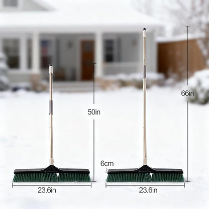 Eyliden Heavy Duty Push Broom 24" - Garage Sweeper Shop Brooms with 66" Long Handle, Outdoor Stiff Bristles Concrete Push Broom for Sidewalk Driveway Yard Patio Deck Warehouse Sweeping, Sweep Snow