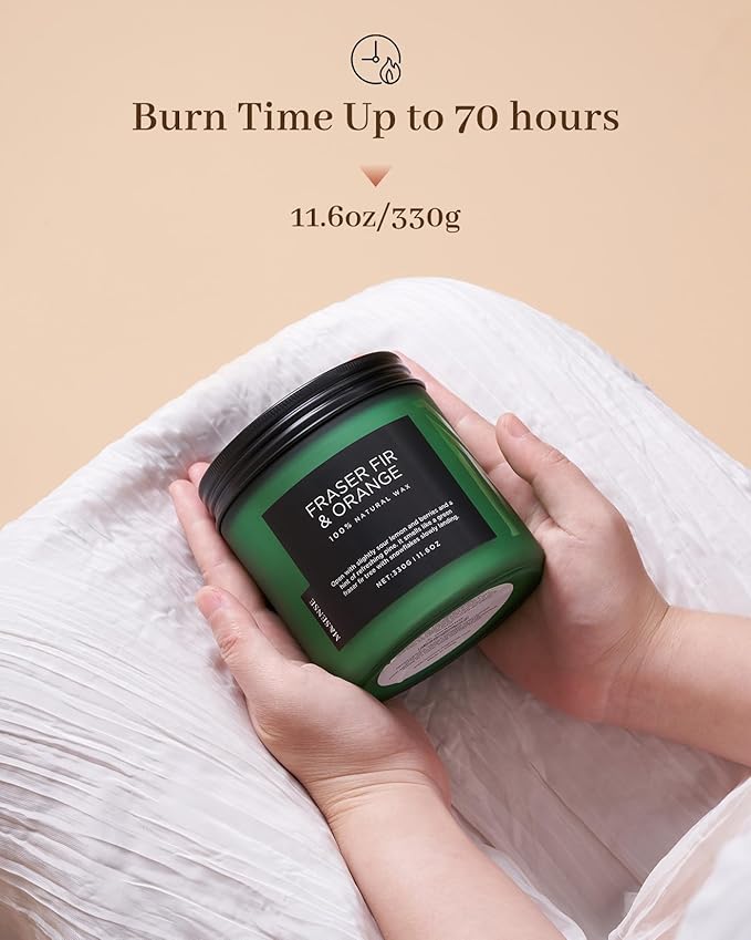 M&SENSE Frasier Fir Pine Scented Candle, Soy Wax Non Toxic for Home Up to 70 Hours, 2 Cotton Wick 11.6oz Christmas Tree Scent Holiday Aromatherapy Candle for Birthday Holiday Gifts