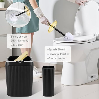 32PCS Bathroom Sets with Shower Curtain and Rugs-Purple Bathroom Accessories,Non Slip Bathroom Rugs Set with Toilet Lid Cover, Waterproof Shower Curtain, 3PC Soap Dispenser with Trash Can