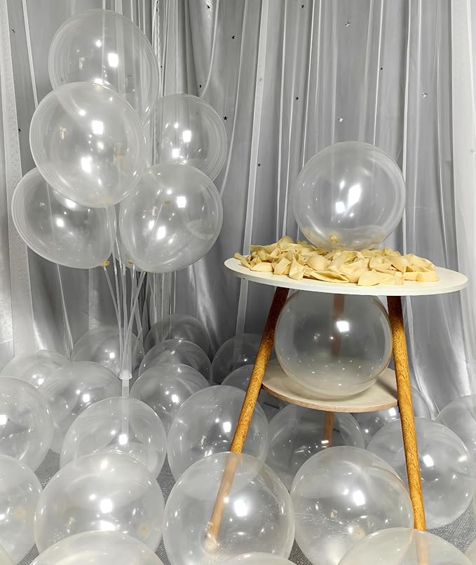 300 Pack Clear Balloons 12 Inch Latex Clear Latex Party Balloon Bulk for Various Party Events Decorations