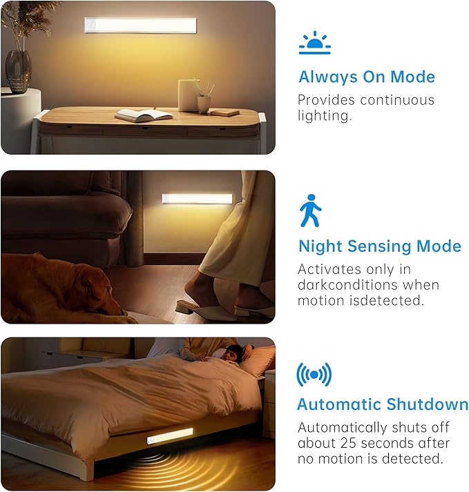 5 Pack Under Cabinet Lighting,Rechargeable Motion Sensor Light Indoor,3 Colors Dimmable,Magnetic Closet Lights,Under Counter Lights for Kitchen