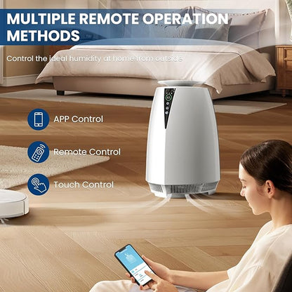 Humidifiers for Bedroom Large Room, 5L No Mist Humidifier for Baby Plants Quiet Top-Fill Air Purifiers Air Cleaner, Tap Water Use, Last 12-Hour, Remote & LED Touch Control & APP Control