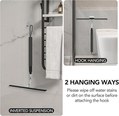 Shower Squeegee with Long Handle, 15-51" Telescopic Squeegee for Window Cleaning, Window Squeegee for Glass Doors, Extendable Window Cleaner Tool for Tile Walls, Sliding Door, Floor, Car Windshield