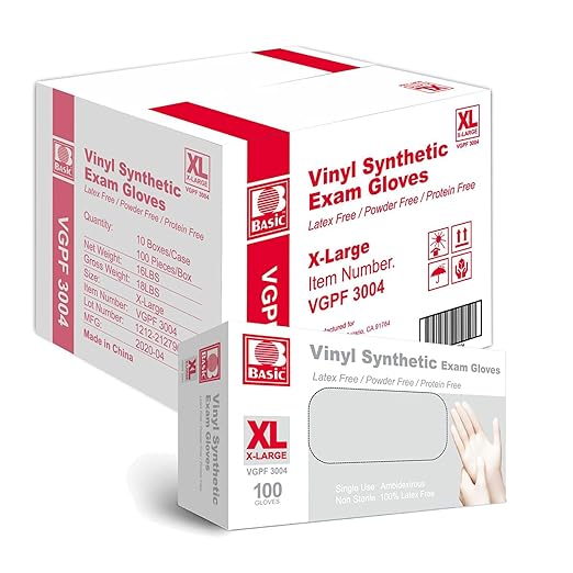 Jointown Medical Clear Vinyl Exam Gloves - Latex-Free & Powder-Free - VGPF3004 (Case of 1000,Clear), X-Large