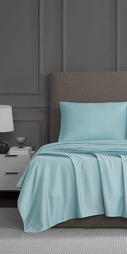 Linen Closet Luxury Cotton 1200 Thread Count Hotel Luxury 4-Piece Sheet Set, Queen, Aqua