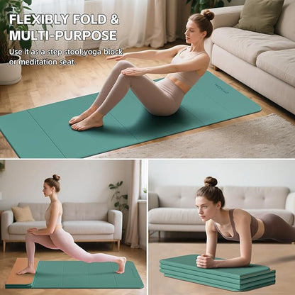 7-Fold Yoga Mat 70"x24" - 1/2 Inch Thick Folding Exercise Mat, Compact Non-Slip TPE Mat for Travel, Storage, Yoga & Home Gym, Lightweight & Portable