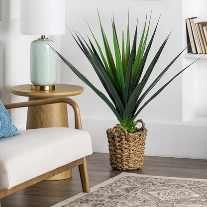 JUSTOYOU 3FT Realistic Agave Plant Artificial, Spiked Succulent Faux Agave Plants, 36" Fake Succulent Plant Outdoor UV Resistant for Patio, Front Porch, Home and Office Decor, 1pc