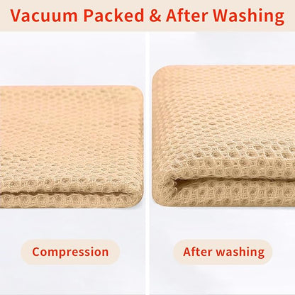 Homaxy 100% Cotton Waffle Weave Kitchen Dish Towels, Ultra Soft Absorbent Quick Drying Cleaning Towel, 13 x 28 Inches, 12-Pack, Apricot