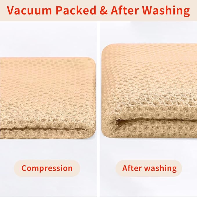 Homaxy 100% Cotton Kitchen Towels and Dishcloths Set, 12 x 12 Inches and 13 x 28 Inches, Set of 10 Bulk Kitchen Towels Set, Ultra Soft Absorbent Dish Cloths for Washing Dishes, Apricot