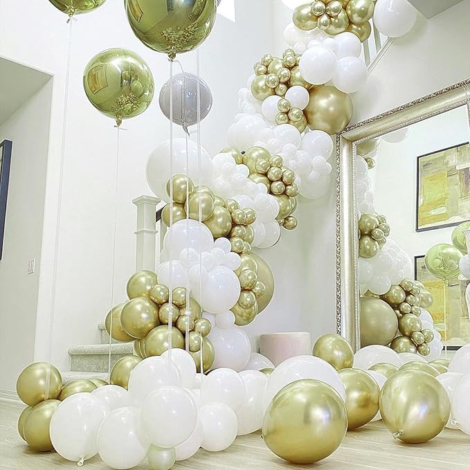 PartyWoo Metallic Gold Balloons 50 pcs 12 Inch Chrome Light Gold Latex Helium Balloons for Graduation Baby Shower Gender Reveal Christmas Wedding New Year Birthday Party Decorations Gold-G128
