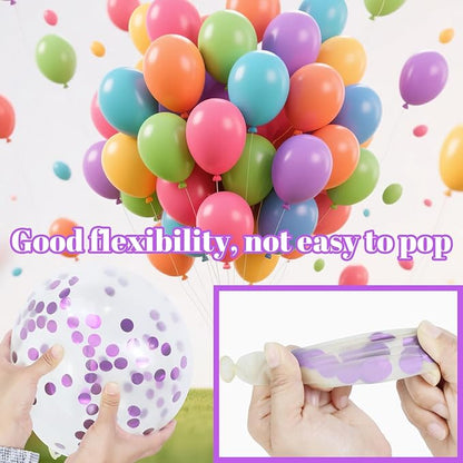 KAWKALSH Pink and Purple Balloons, 68PCS 12 Inch Metallic Purple Pink Confetti Latex Balloons with Ribbon, Party Balloons for Girls Birthday Baby Shower Wedding Party Decorations