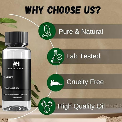Hotel Scents Diffuser Oil Zarwa 120ml – Aventus Inspired Scent – Luxury Essential Oil for Diffuser – Lemon, Cedarwood, Patchouli – Home Hotel Aroma Oil – Waterless & Ultrasonic Diffuser Refill