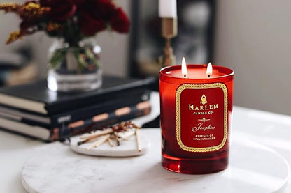 HARLEM CANDLE CO. Josephine - Luxury Scented Soy Candle, 11 oz - 80-Hour Burn Time | Rose, Jasmine, Warm Amber, Tonka Bean, and Sandalwood | Scented Candles for Home