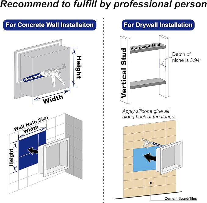 Stainless Steel Shower Niche 24" X 12" Brushed No Tile Needed Wall Niche with Double Shelves Recessed Shower Shelf for Bathroom Vertical Niches