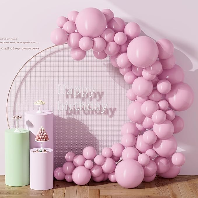 130PCS PastelPink Balloons, Latex Balloon Different Sizes 18/12/10/5 Inch, Helium Balloons with Ribbon, Party Balloon Set for Birthday Wedding Graduation Anniversary Baby Shower Decoration